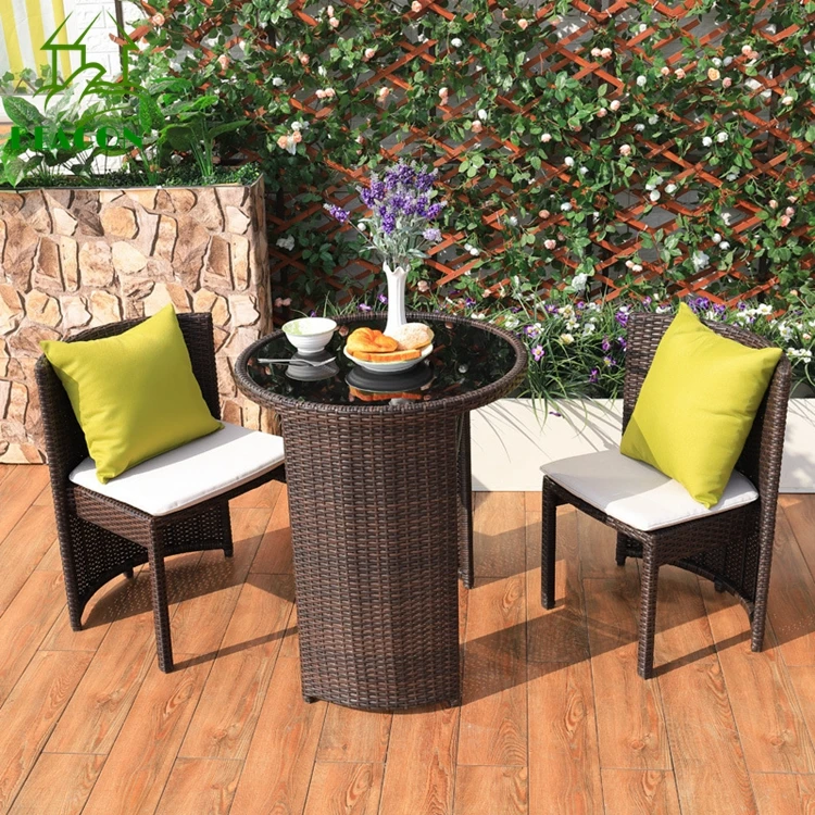 Unique Outdoor Garden Furniture Balcony Rattan Mirror Compact Coffee