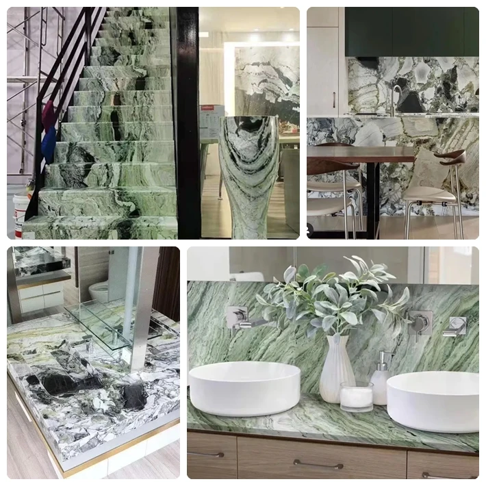 Luxury Natural Green Marble Slab Cold Ice Green Slab For Kitchen ...