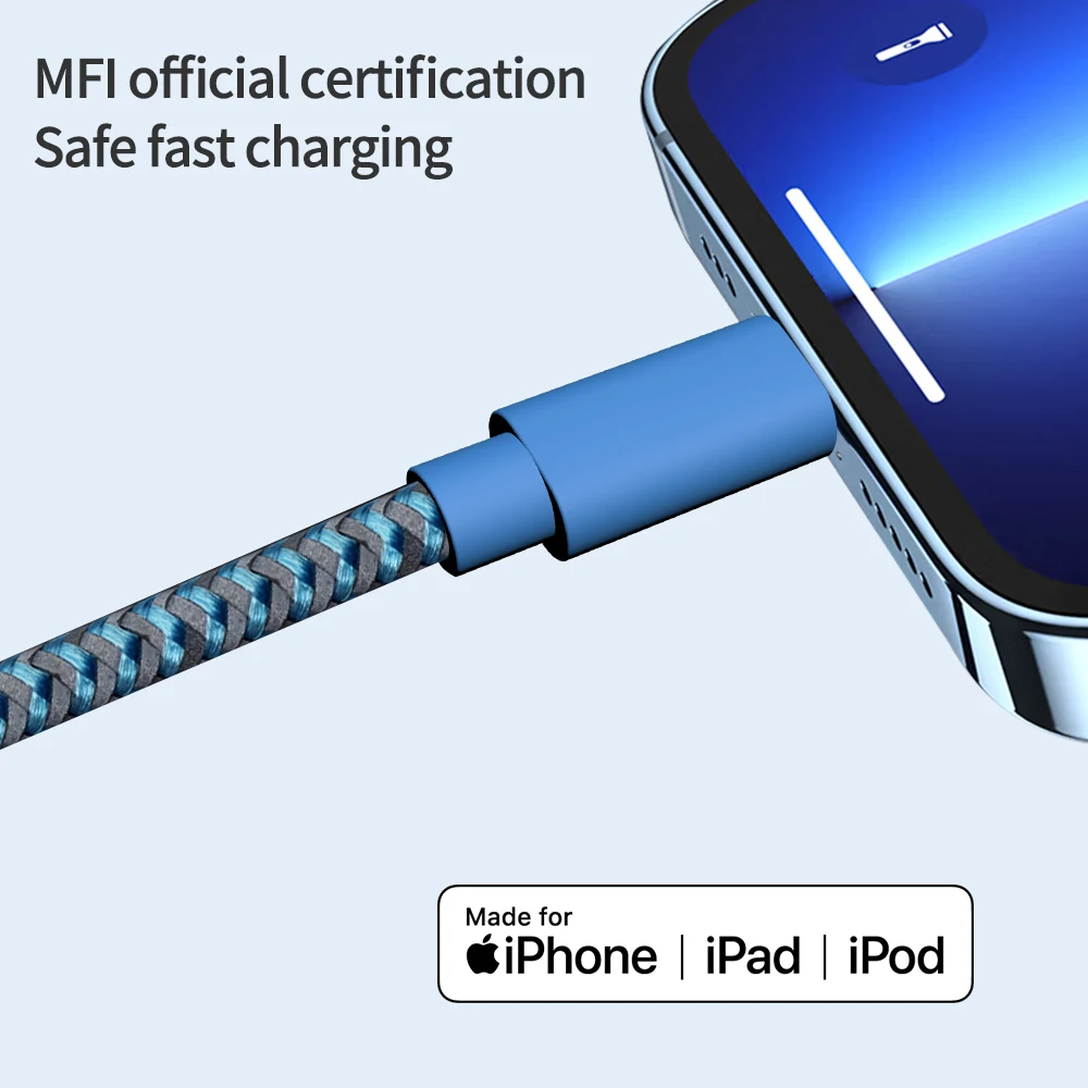 Original Certificado 2m Mfi Certified Lightning Charger Cable For