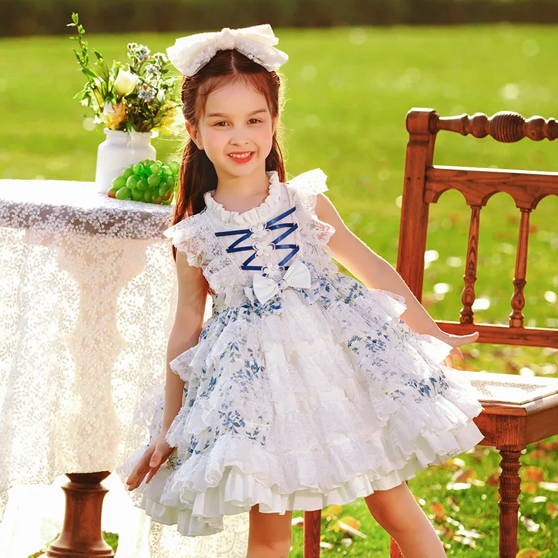 Baby Girl Flower Elegant Luxury Girls Ruffle Dress Kids Dresses Lace  Princess Frocks Clothes for Kids