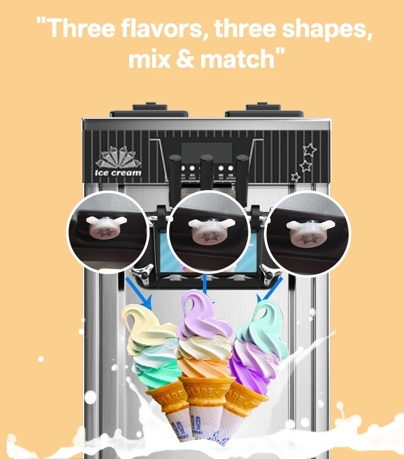 Commercial Soft Serve Ice Cream Machine Small Industrial Italian Gelato Soft Ice Cream Maker for Home and Shop