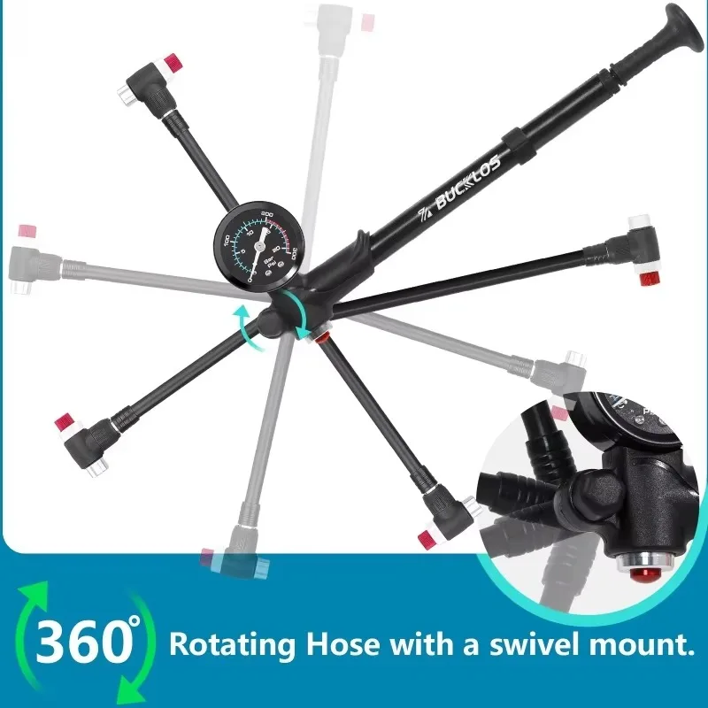 300 PSI High-Pressure Fork Pump Portable Schrader Mountain Bike Tire Repair Tool Bicycle Accessories_voghion.com