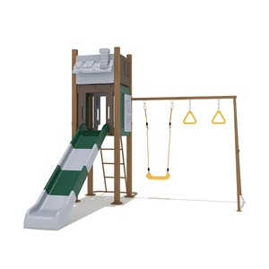 Commercial Grade Heavy Duty Outdoor Playground Equipment Play House for Kids Plastic Climbing Frame Garden Slide and Swing