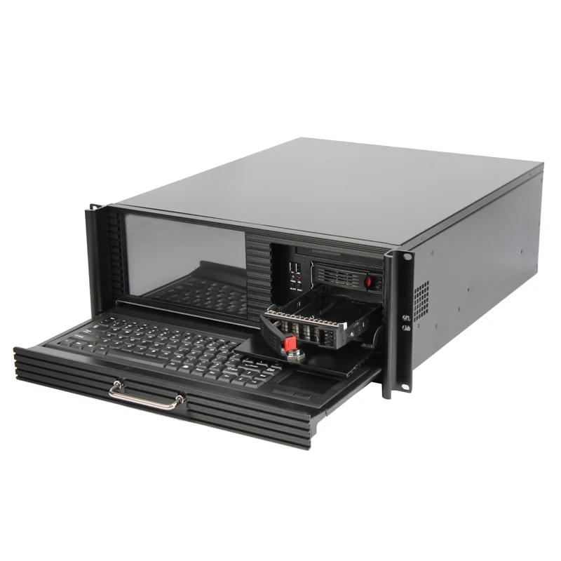 4U Rackmount LCD Workstation Chassis with Touchscreen Keyboard and Fan Stock Status ATX PSU Included