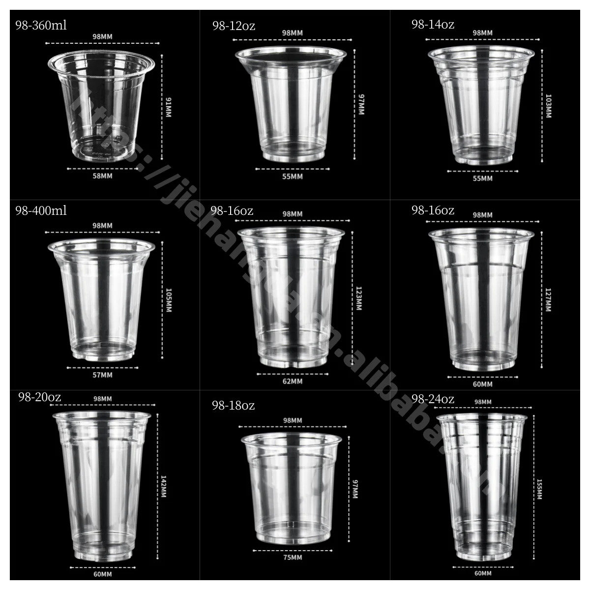16 oz translucent plastic cups 16oz Clear PET Plastic Cups with Wide Hole Dome Lid & Straw 10 Pack