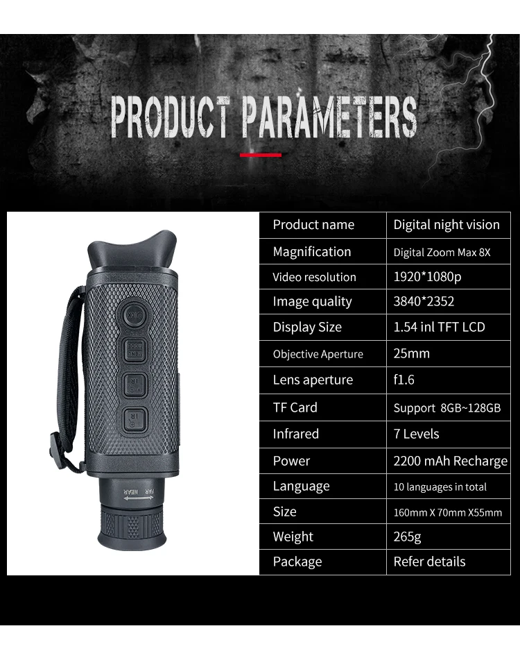 Rechargeable Hand Held Portable Monocular Night Vision supplier