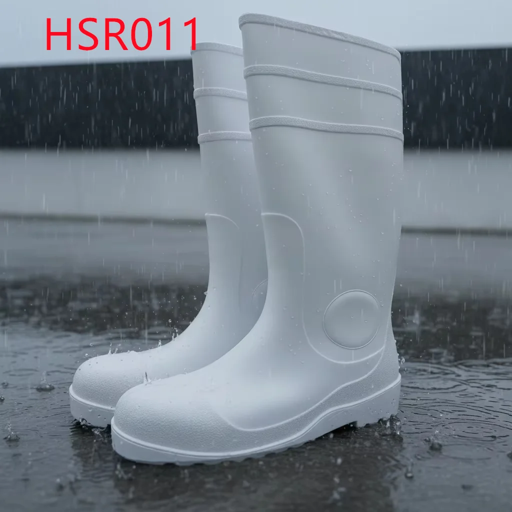 ZYF,agriculture&husbandry Self-clean Tread Black/white Safety Gumboots All-season Suitable Integrated PVC Farm Boots HSR011