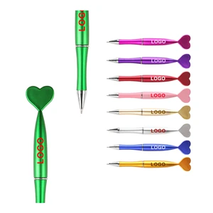 Novelty New Brand Promotional Fashion Plastic Ballpoint Pen with Printed Logo Heart Shape on the Top for Christmas Gifts