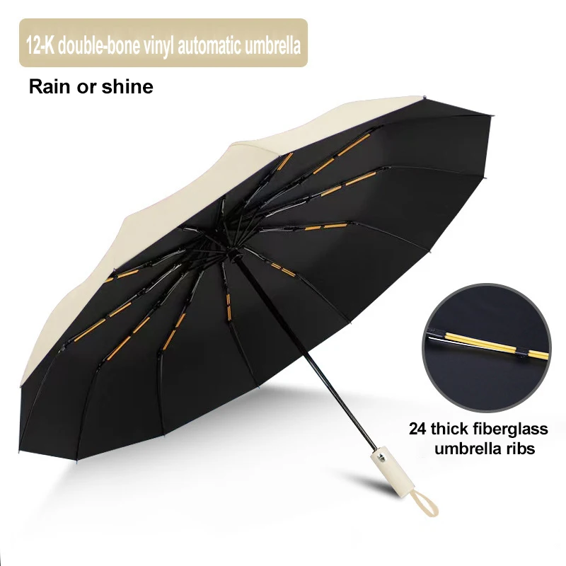 Custom Logo 12K Auto Open Double Bones Umbrella Design for Business & Rain Protection Regenschirm Rain Gear Ombrello