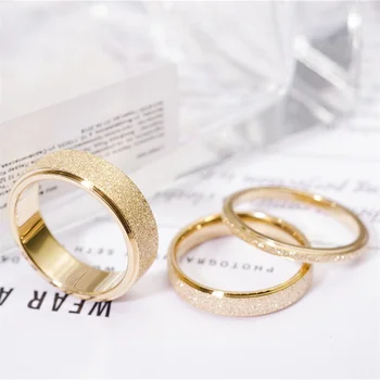 14K Gold Stainless Steel Ring Fashion Shiny Gold Plating Wedding Ring