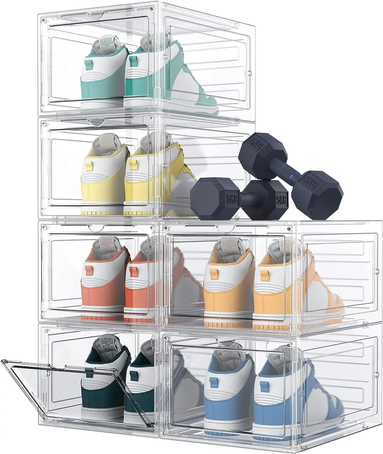 Plastic Shoe Box Clear Hard Display Shoe Organizer Stackable With Lids Large Capacity and Fashion
