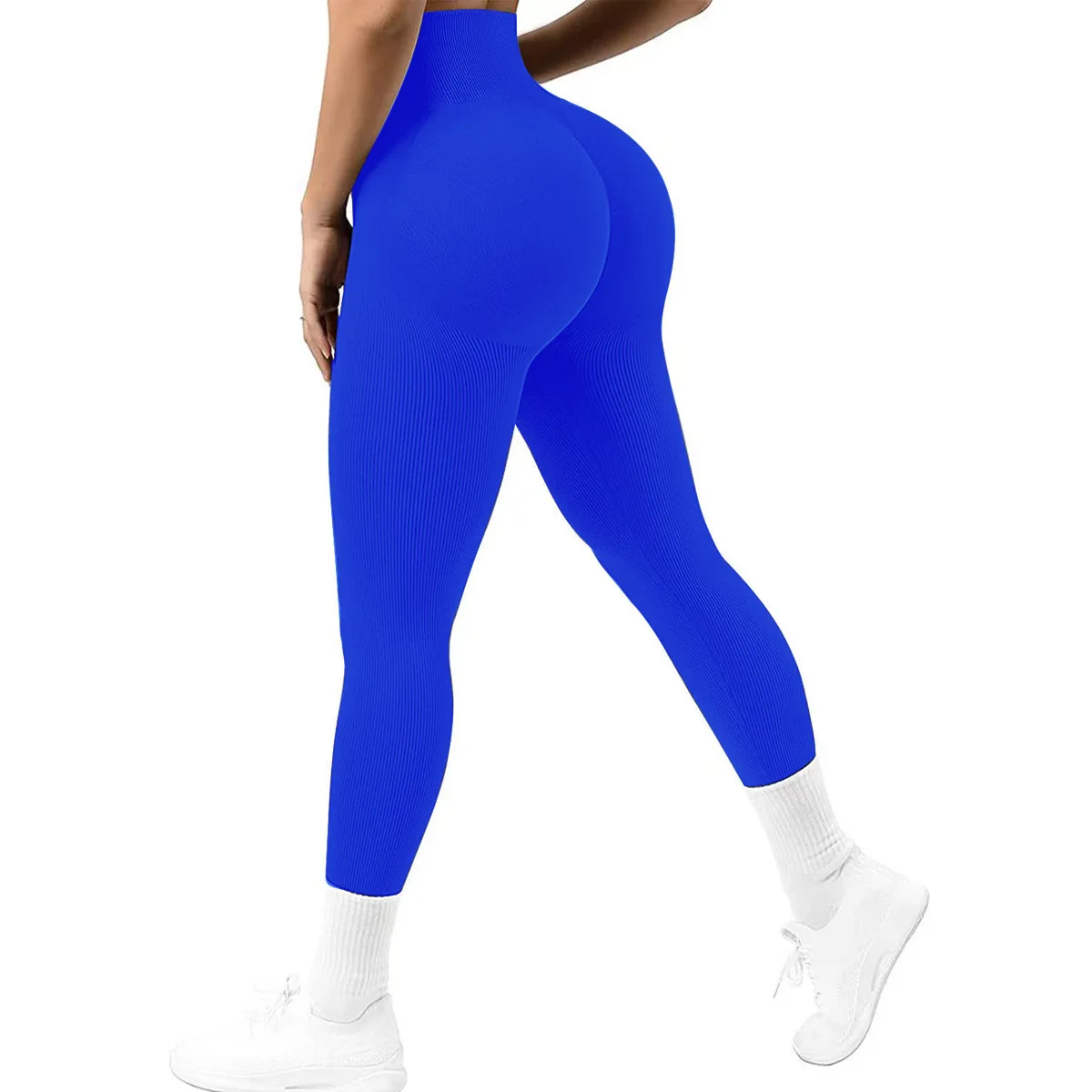 Seamless Knitted Peach Buttocks Yoga Pants High Elastic Sports Running Solid Capri Leggi preview