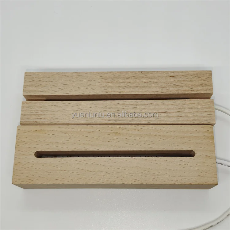 2024 Creative Solid Luminous USB Switch Night Light Base 3D Acrylic Lamp Led Wooden Base Wood Led Light Bases for Decoration