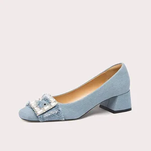 Latest Trendy Women's Square Toe Flats for Women with Crystal Buckle Detail Comfort Daily Footwear