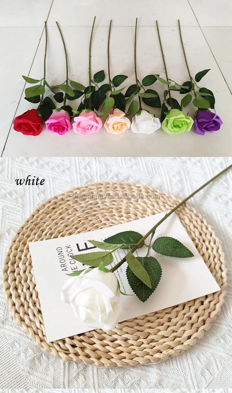 Yiwan Wholesale Silk Flowers Cheap Silk Single Rose Camellia Artificial