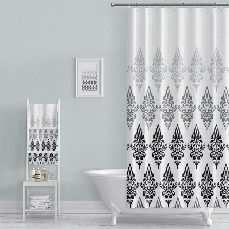 Summer Anne's Boho Digital Printed Waffle Grid Shower Curtain Bohemian Style Bathroom Waterproof Shower Curtains