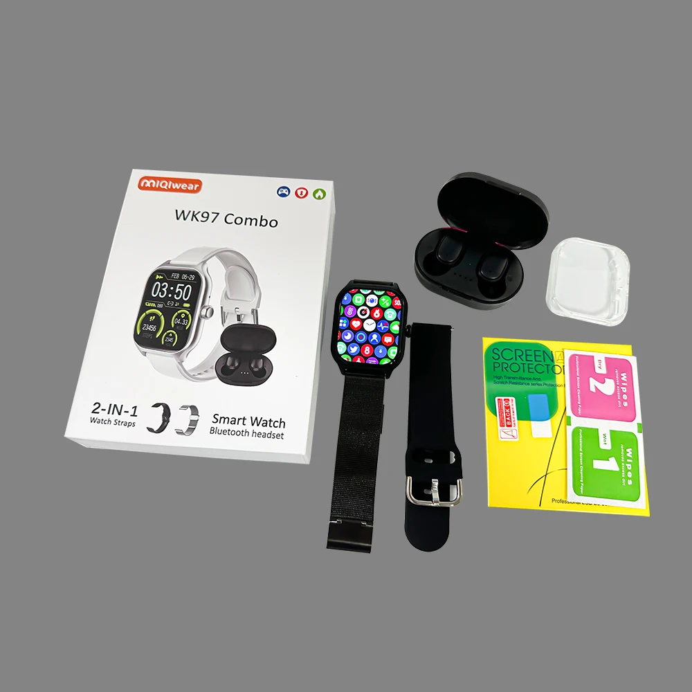 Latest Design WK97 Combo Smart Watch Build a Funny Game Wristband Full Touch Screen TWS Headset WK97 Watch for Men and Women