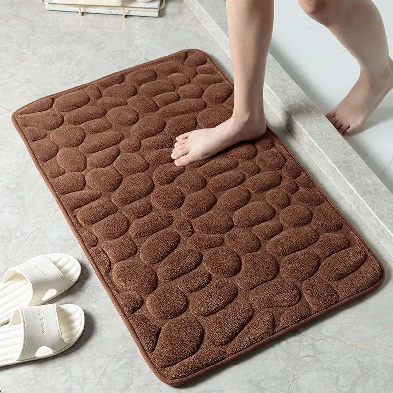 Factory Price 3d Stone Shape Bathroom Door Mats 40x60cm Polyester Foot Pad Thickening Absorbent Floor Door Mat