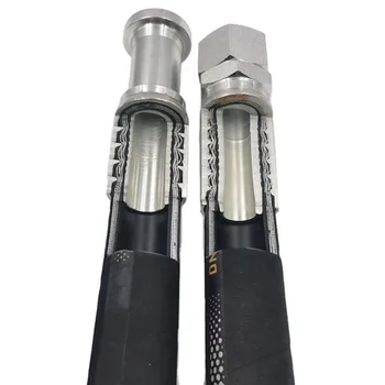 Custom 1000psi High Pressure Steel Wire Spiraled Rubber Hose Pipe Assembly Black NBR Material for Excavator Cutting Included