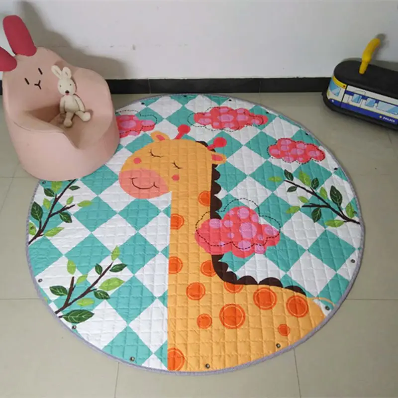 IVY Baby Gym Play Mats Round Floor Soft Cotton Portable Kids Toy Cartoon Storage Bag And Play Mat Toys manufacture