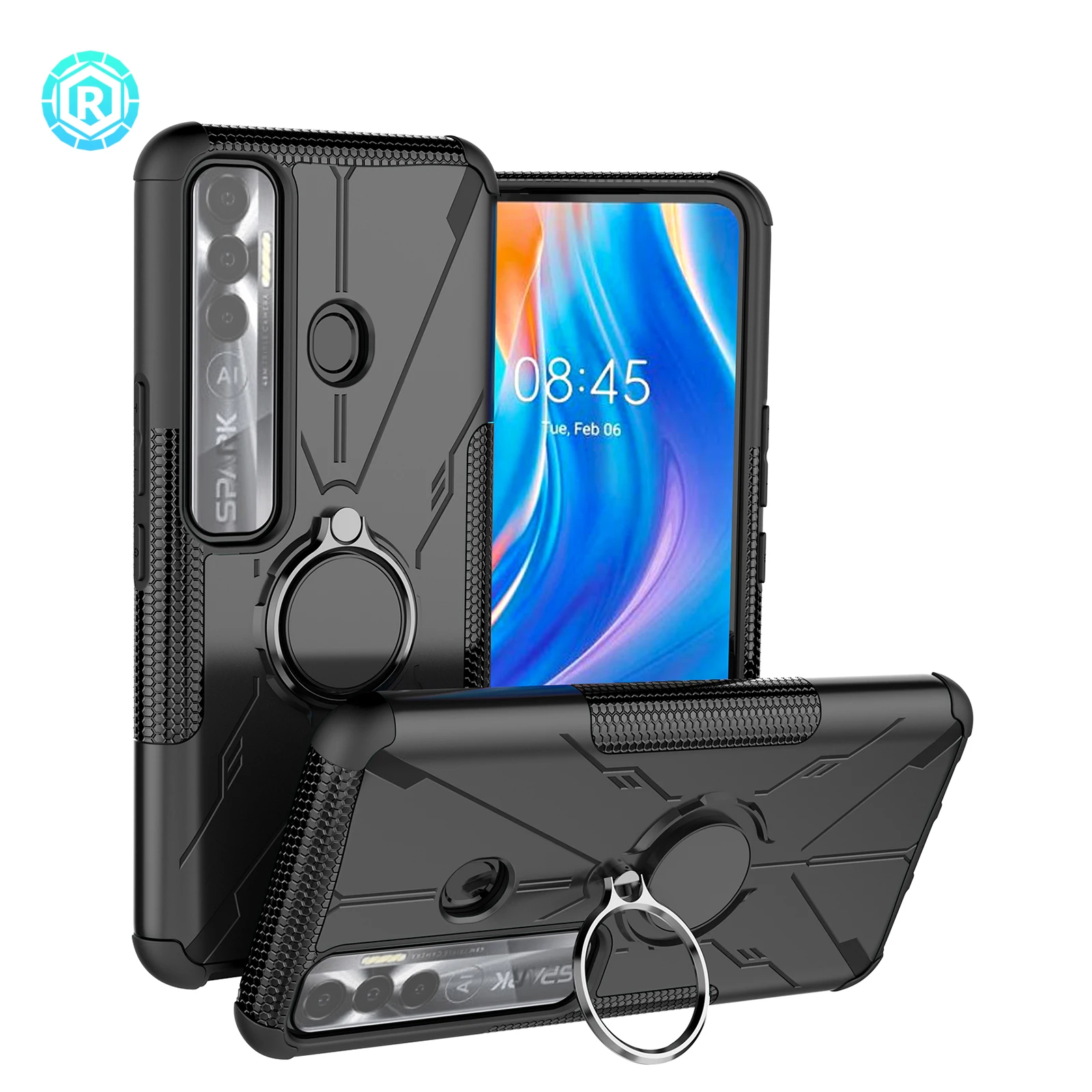 Чехол Mecha для мобильного телефона, чехол из ТПУ и поликарбоната 2 в 1, ударопрочный, с поворотом на 360 градусов, аксессуары для мобильного телефона, чехол для Tecno Spark 7 Pro