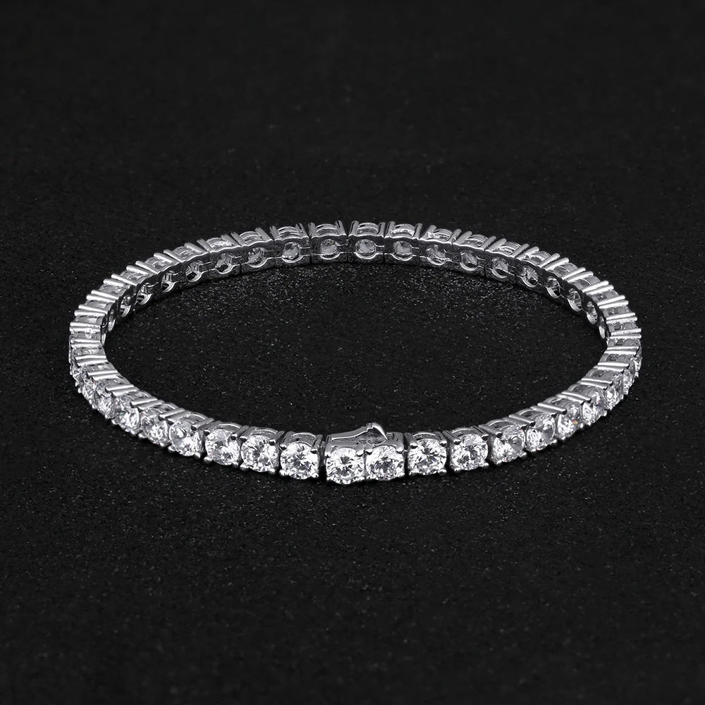 KRKC Drop Shipping 1pcs Service 4mm White Gold Crystal Tennis Bracelet Jewelry Men Women Iced Out CZ Tennis Bracelet