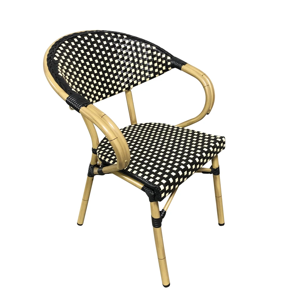 Uplion Outdoor French Bistro Chair Aluminum Bamboo Look Bistro Coffee