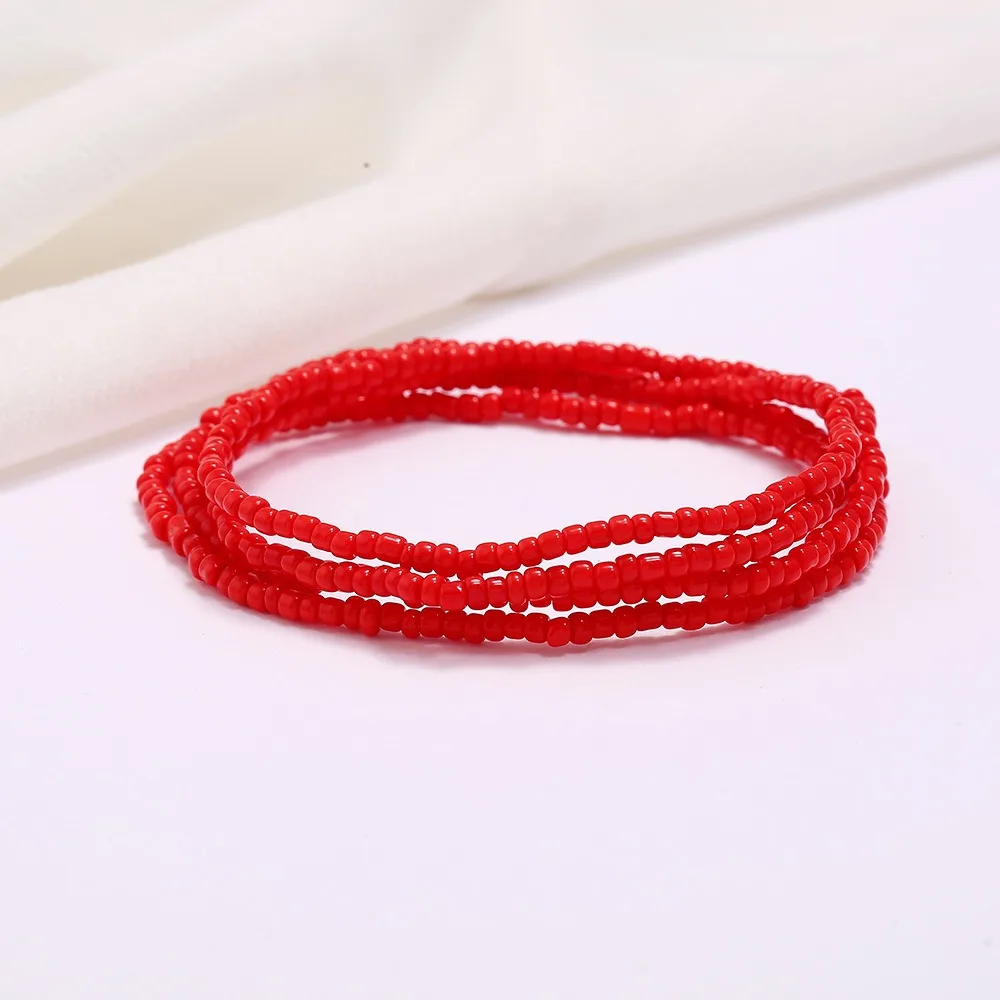 6 Chaînes De Taille En Perles Africaines élastiques - 6 Couleurs - Perles De Rocaille En Verre - Bijou Corps Tendance été - Cadeau Pour Femme - Ajustable 31-32 Cm