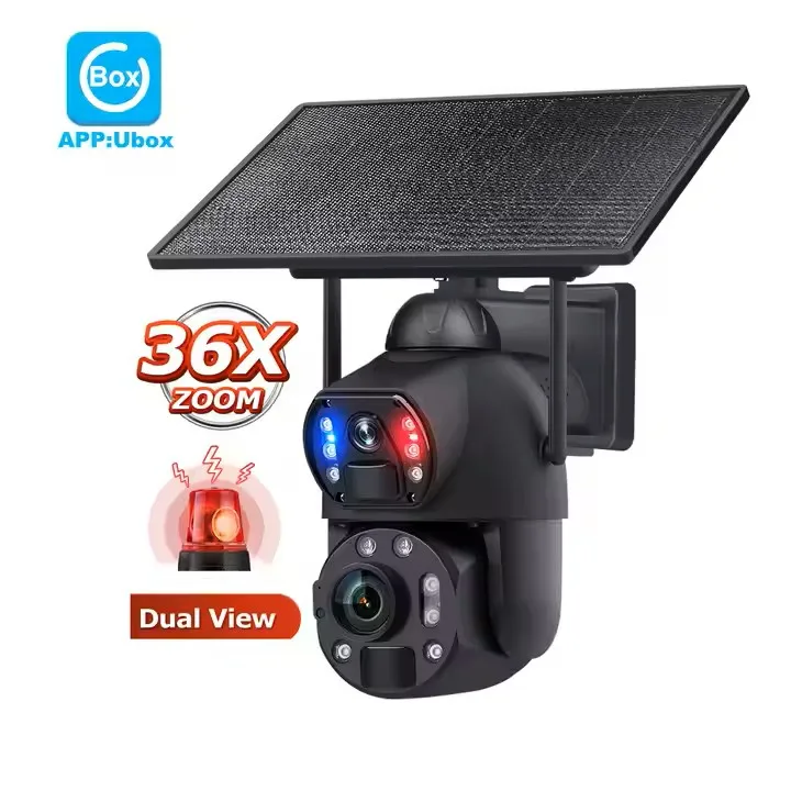 4G Sim Card Camera UBOX 3 Screen 6MP Outdoor PIR PTZ Human Detection Security Network Camera 360 PTZ CCTV Solar 4G Camera