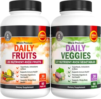 OEM Daily Fruits and Veggies Supplement for Women and Men Diverse Natural Balance of Vitamins Minerals and Noni 90 Capsules