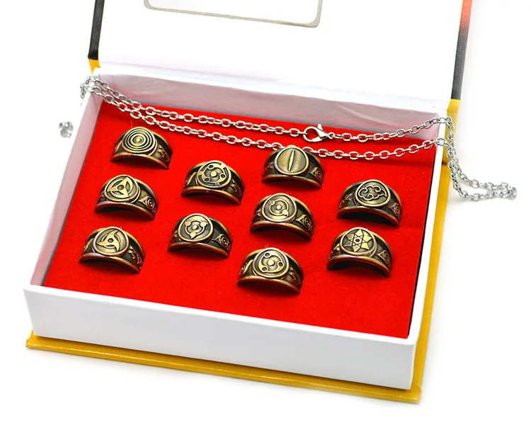 NEW Naruto Shippuden Akatsuki 10 Ring Collectible Box Set Adjustable 9-13  Ring | eBay