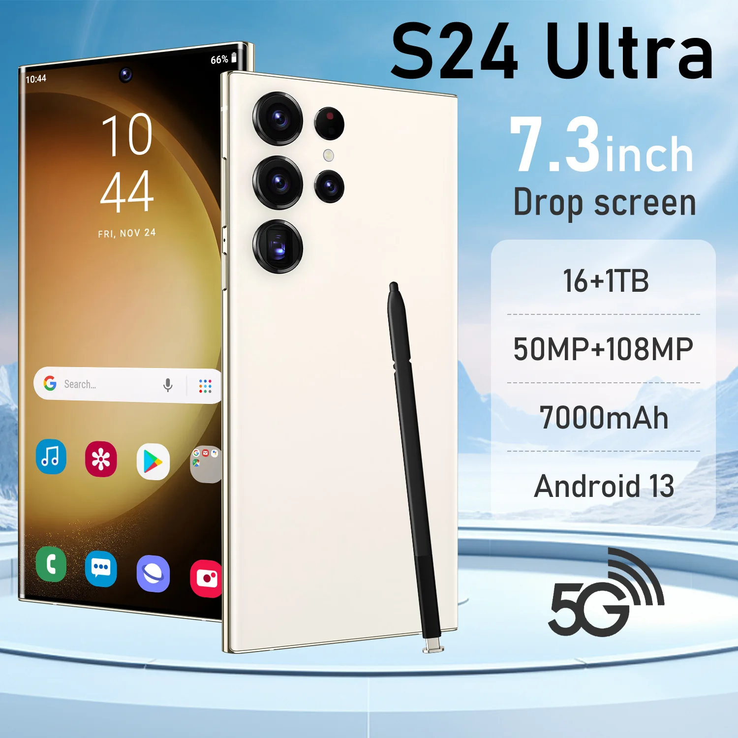 S24 Ultra 16GB+1TB Smart Android 13 Phone with 7000mah Battery