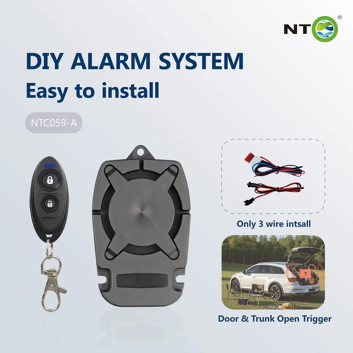DIY Easy Car Alarm System Easy Install Car Alarms ACC Vibration Trunk Door  Trigger Car Seat Alarm Baby