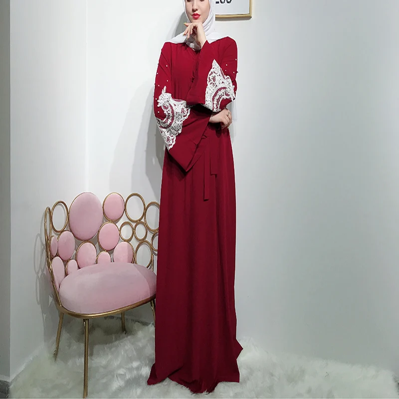 chinese dress ladies Long Dress with Embroidery, High Neck, Flared Sleeves with High Quality Bows Black / L main image 1