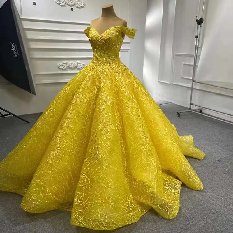 AL1639 2025 Luxury Customizable Ball Gown Wedding Dresses High Quality Nigerian Bridal Gowns White Lace Long Tail Wedding Dress