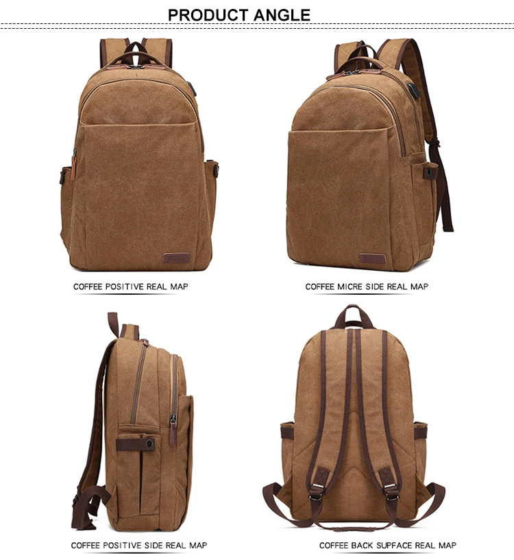 Unisex Haversack Big 16 OZ Washed Brown Vintage Canvas Used Academy Travel Backpacks with USB Unisex Haversack Big 16 OZ Washed Brown Vintage Canvas Used Academy Travel Backpacks with USB