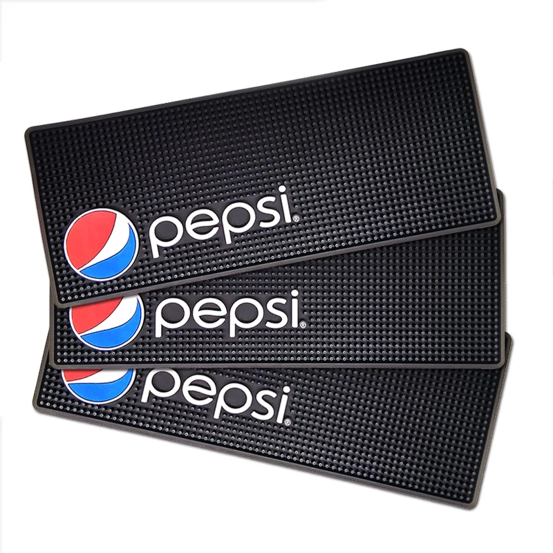 Source Custom Logo PEPSI Drinking Soft PVC Rubber Pub Bar Mat on m