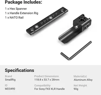 SmallRig FX30 XLR Handle Extension Rig for Sony - MD3490 product image