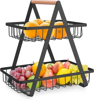 Household Fruit Storage Organizer Liveroom Countertop Stainless Steel Fruit Basket