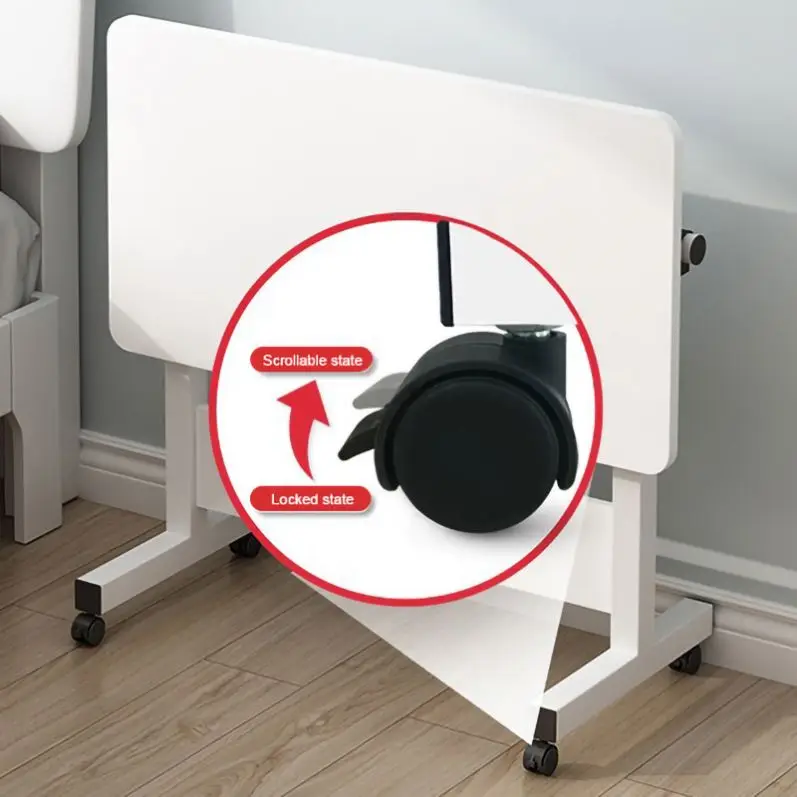Simple Folding Laptop Height Adjustable Movable Computer Table Desk With Wheels for Bedside Hospital Sofa Side Laptop Table