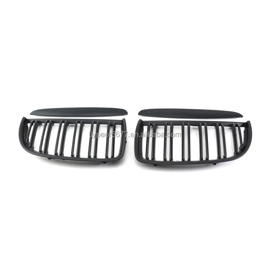 product tiypeor two slat front hood kidney grill car grille for bmw e90 e91 3 series 2005 2006 2007 2008 carbon matte black-4