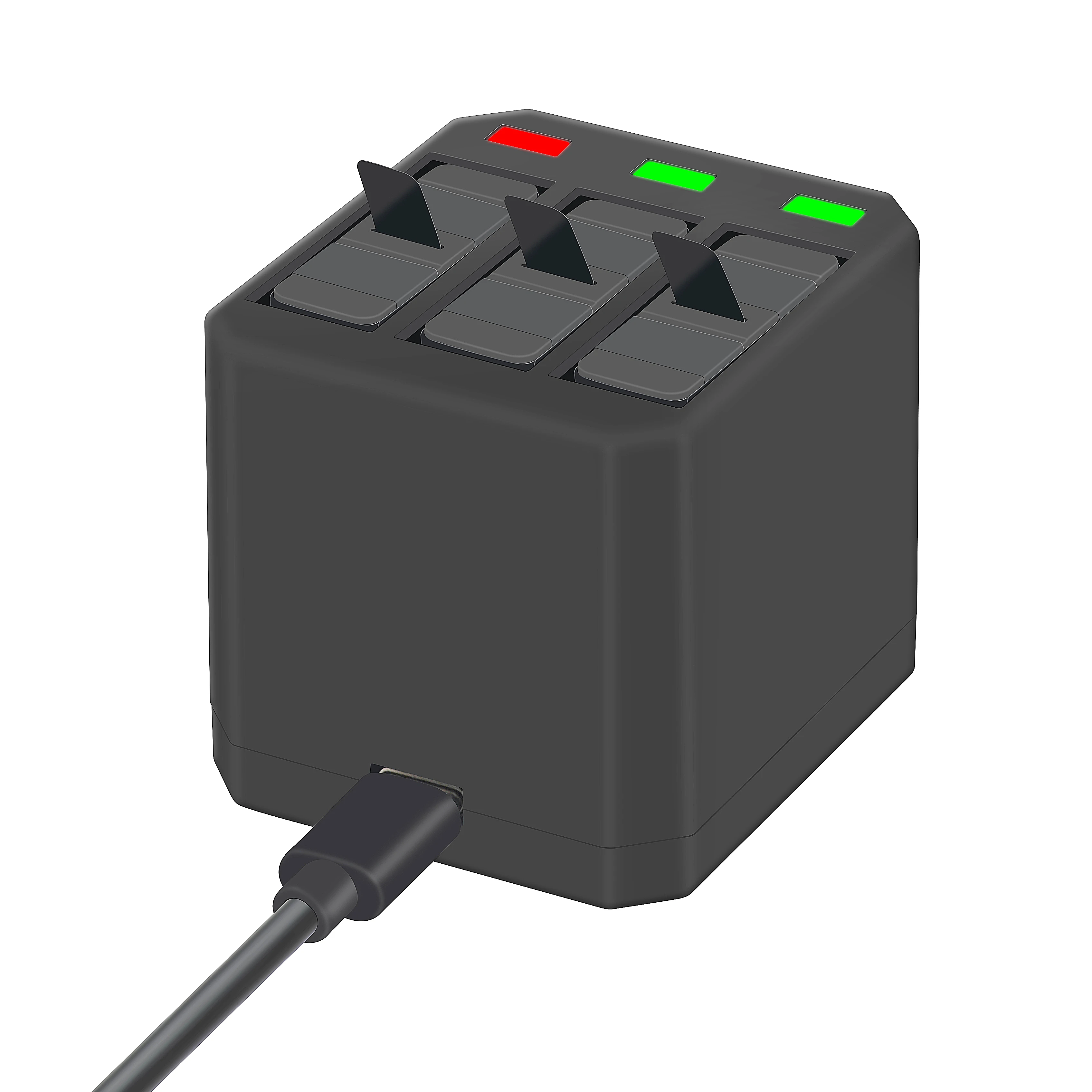 COOLSHOW Lot 3 Batteries Hero 8 + Chargeur Triple - Compatible GoPro Hero 8, 7, 6, 5, 2018