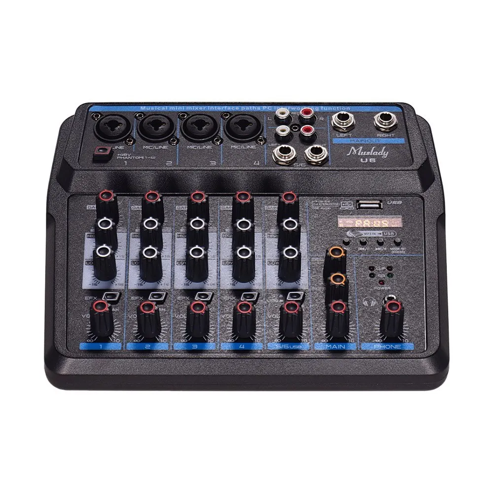 Muslady U6 Musical Mini Mixer - 6 Channels Audio Mixers
