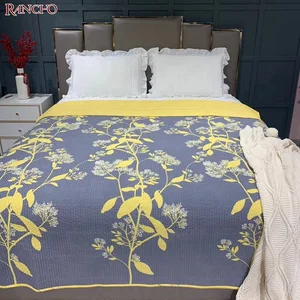 Whole Sale European Style Tree Design Bedspread Luxury Microfiber Queen Size Floral Bedspread Quilt Cover Set