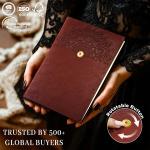Factory Direct Supply Low Price A5 Pu Leather Debossing Craft Rotatable Button Personalized Logo OEM ODM Corporate Gift Notebook