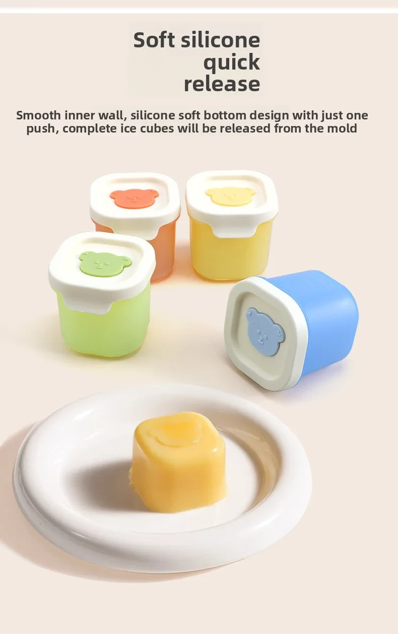 Mini Silicone Baby Food Box with Plastic Lid for Kitchen Storage Ice Tray and Children's Sealed Food Packaging factory