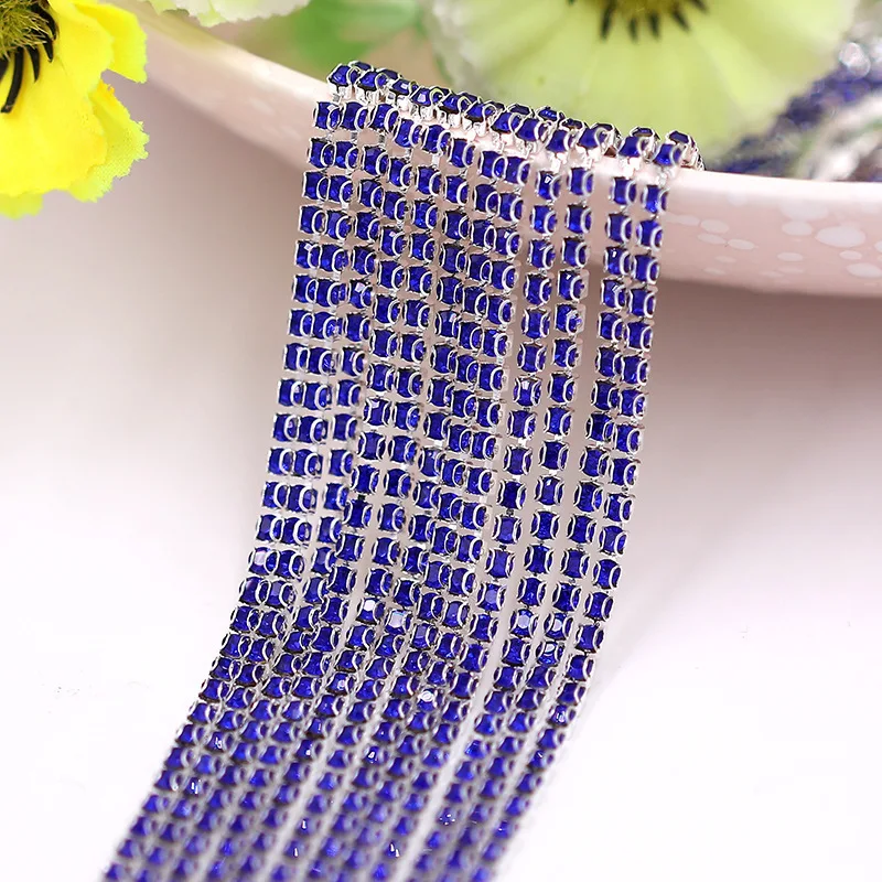 Strassbesatz-Kette – 9,1 M Rolle, Kristall Klar In Silberfassung | Größe SS6 (2 Mm) | Für DIY, Kleidung, Deko