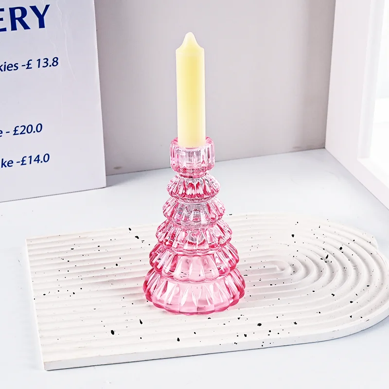 Fashion Colorful Glass Candle Holder for Candlestick Wedding Home Decoration Table Suitable for Both Sides Candle Holders