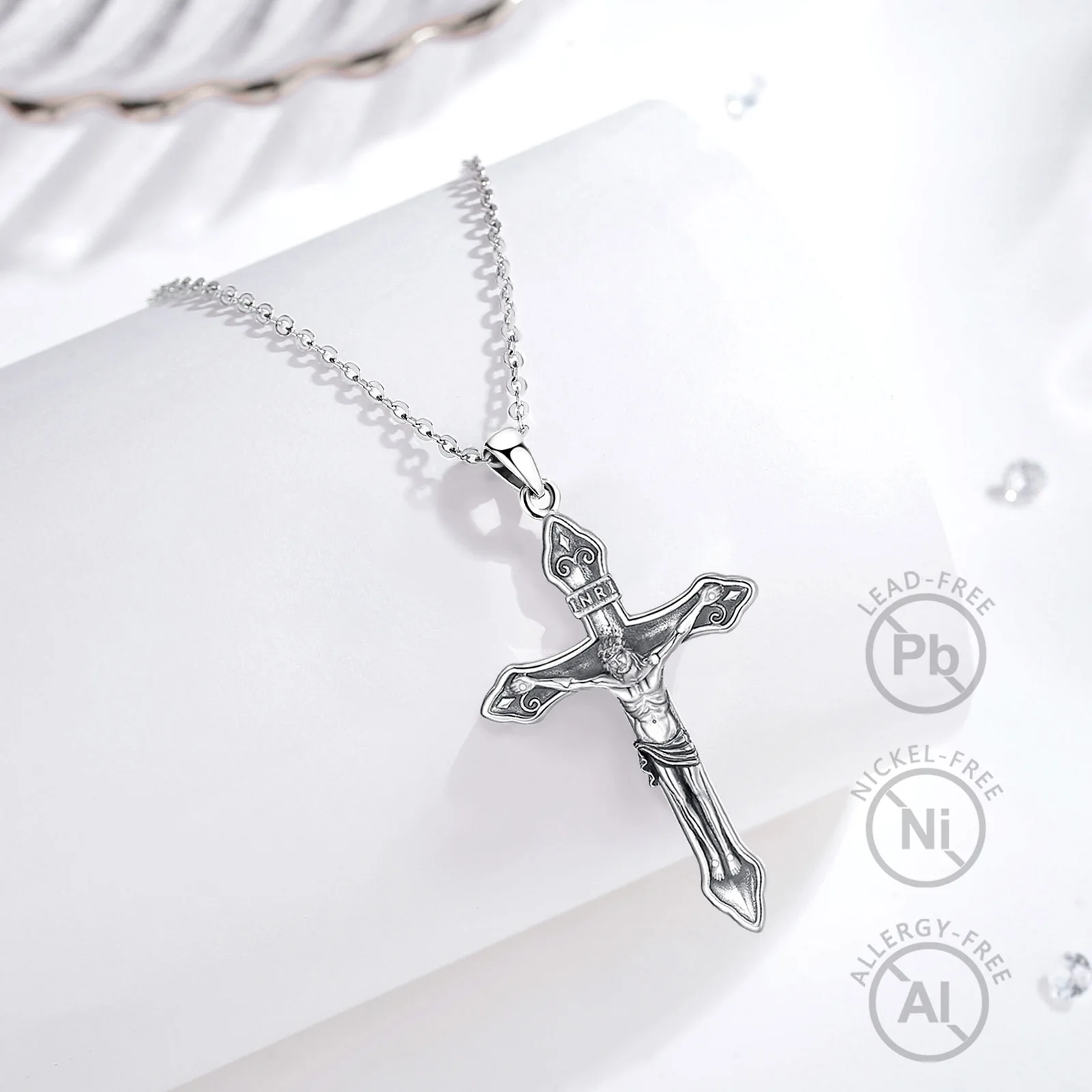 Merryshine 925 Sterling Silver Jesus Crucifix Cross Pendant
