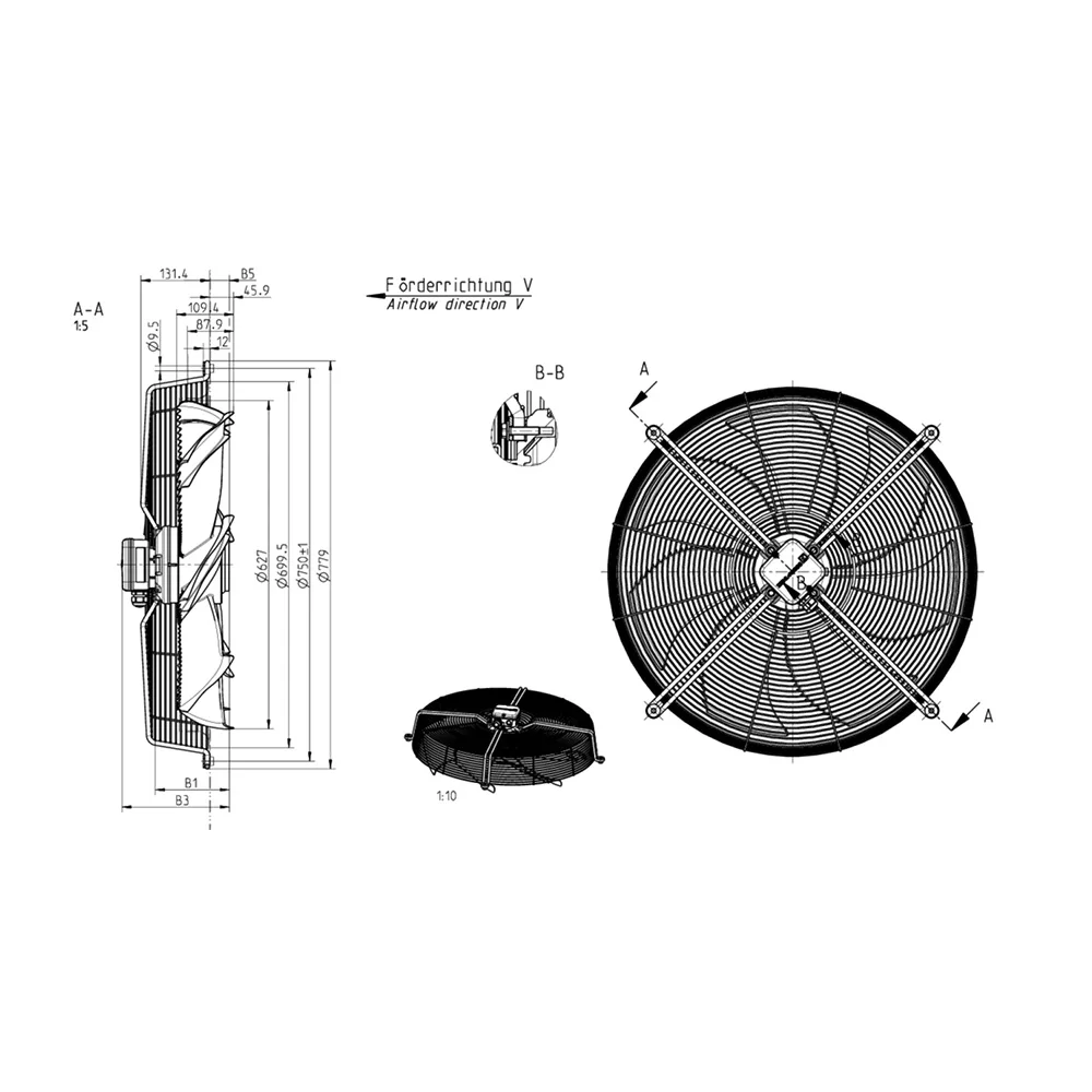 Ziehl-Abegg FN063-6EK.4I.V7P1-141725 230V 630mm Eksenel Fan